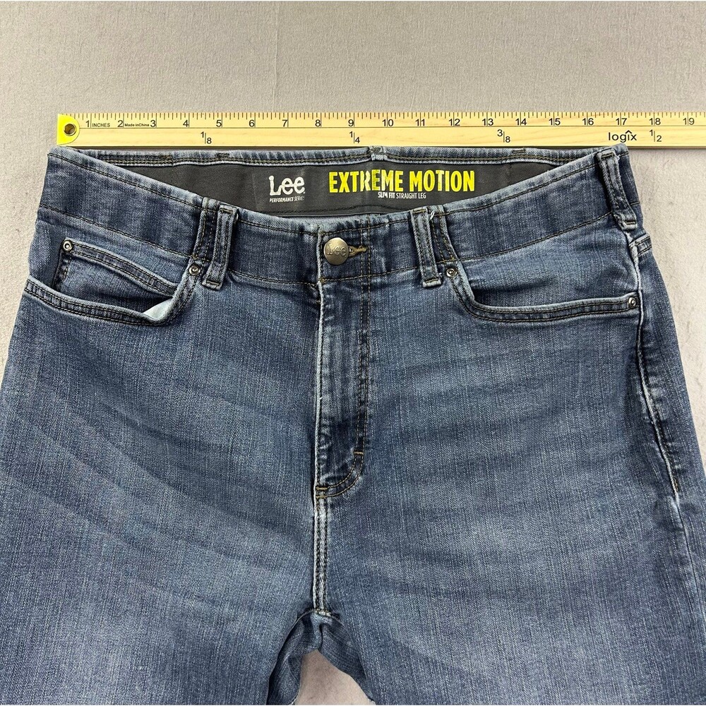 Lee Extreme Motion Mens Slim Fit Straight Leg Dark wash Jeans - Picture 8 of 11